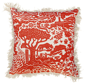 Toile de joy style cushioning red and cream sustainably made