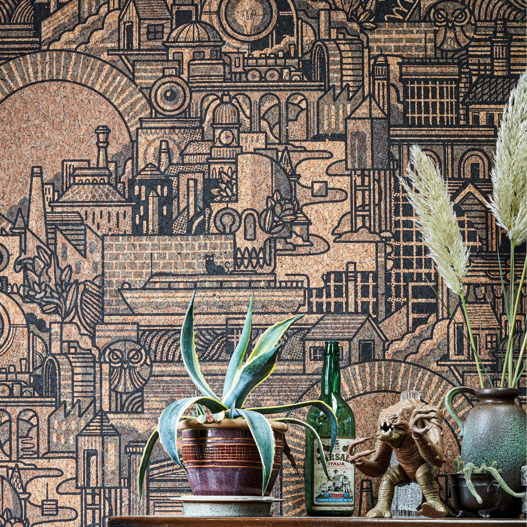 Hit the North real cork wallpaper by The Monkey Puzzle Tree detail