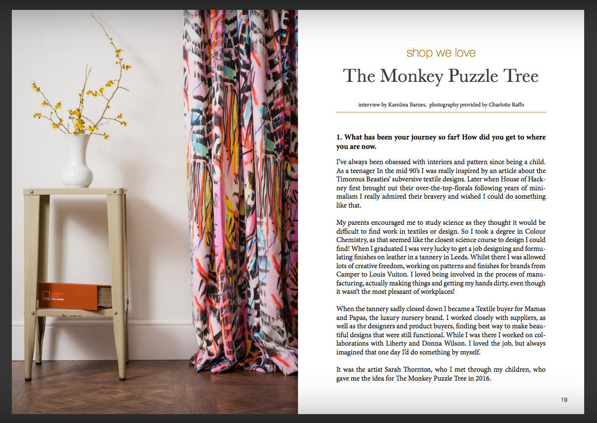 Estila Magazine Issue 33/34 Interview with Charlotte Raffo from The Monkey Puzzle Tree