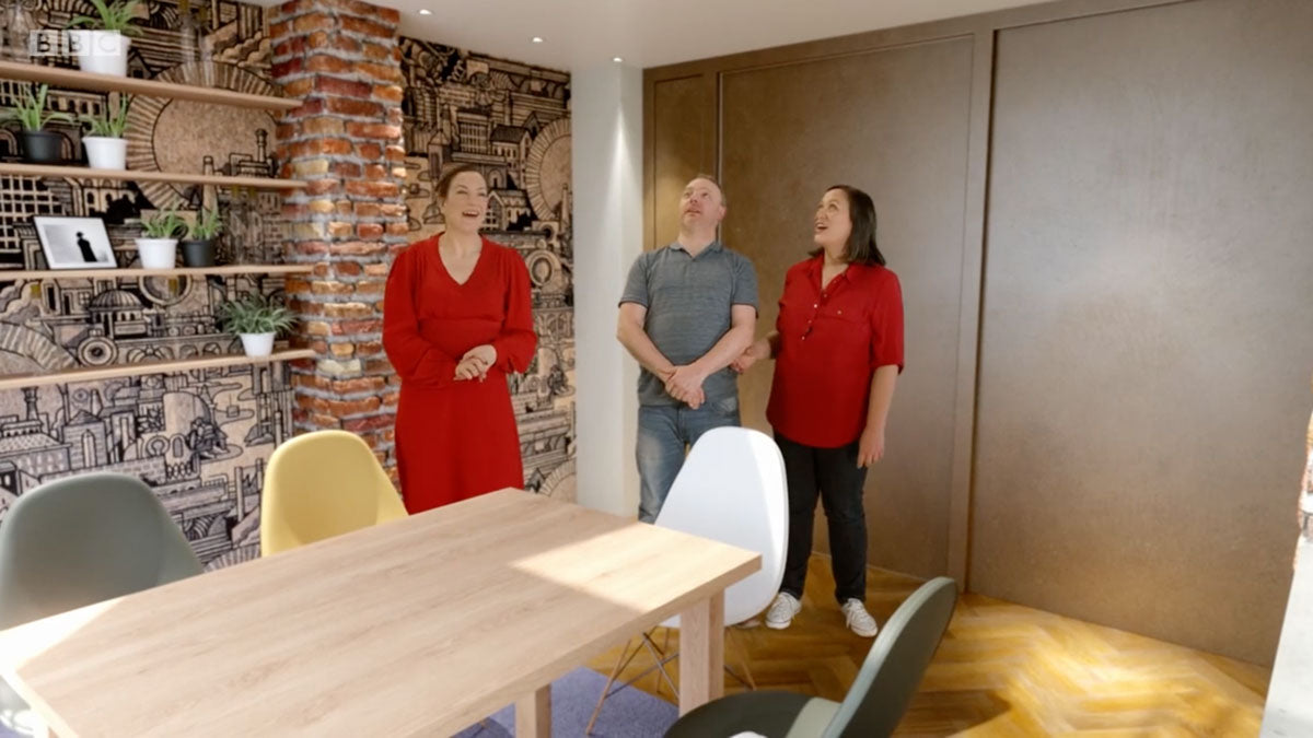 BBC2 Your Home Made Perfect featuring Hit the North cork wallpaper