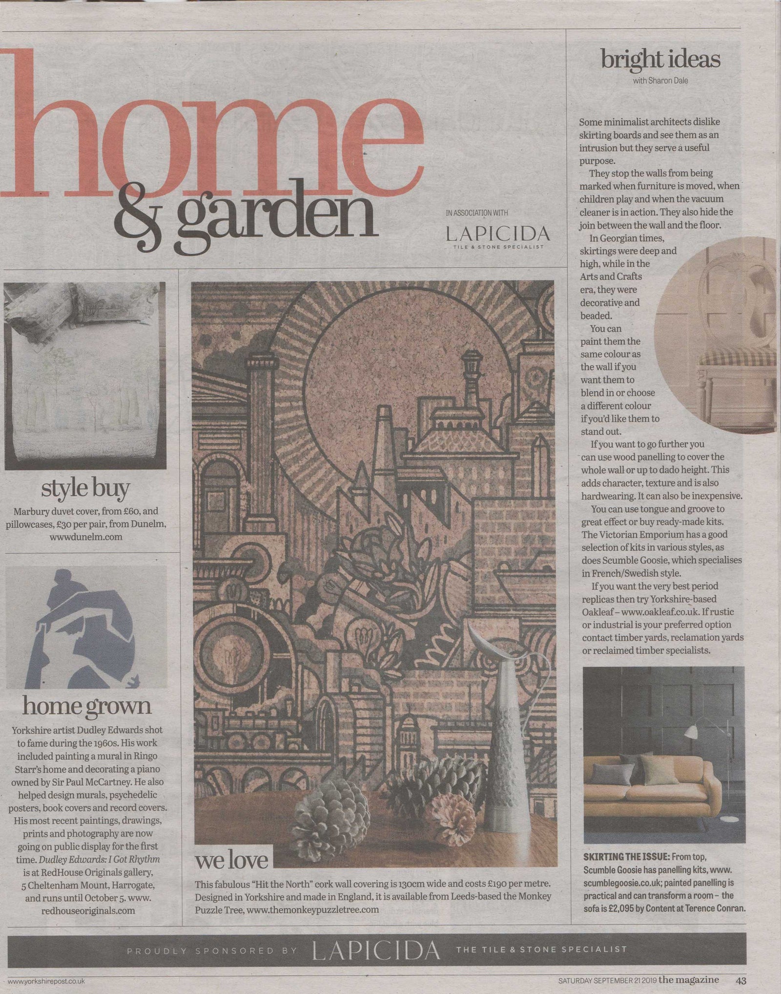 We Love - 'Hit the North' Cork wallpaper by Drew Millward featured in the Yorkshire Post