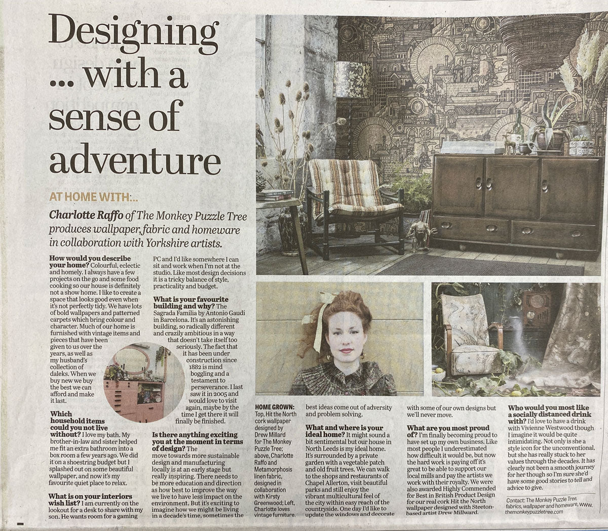 Yorkshire Post, Charlotte Raffo - Designing...With a sense of adventure