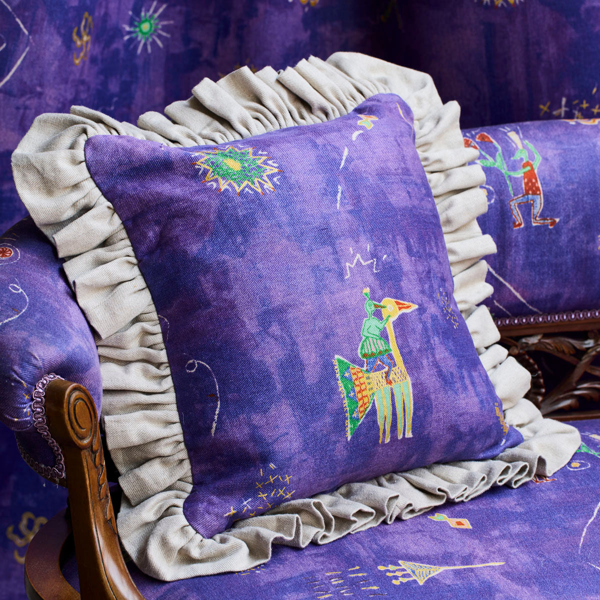 Celestial Promenade large frilled cushion