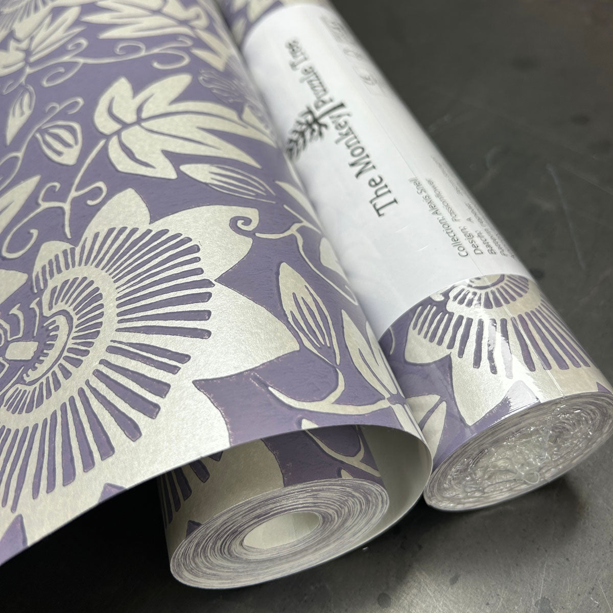 Lilac and Silver Passion Flower Wallpaper