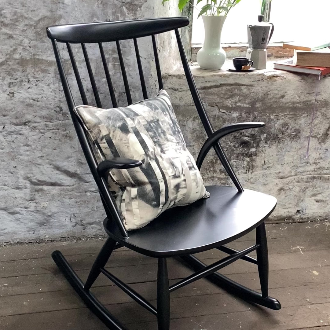 Grey monochrome linen cushion
