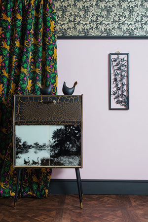 How the Leopard got his Spots and Passion Flower Wallpaper by The Monkey Puzzle Tree Mid Century Room