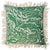 sustainably made green cushion with fringing