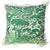 sustainably made green cushion with fringing