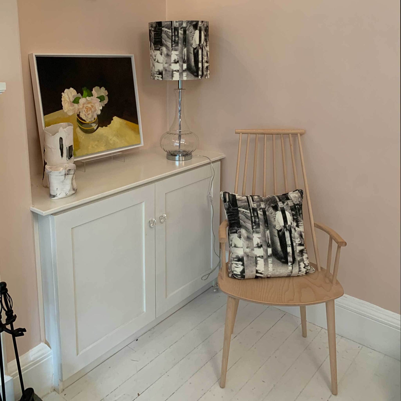 Between Certainty and Oblivion linen lampshade by Joel Weaver for The Monkey Puzzle Tree at Silson Contemporary