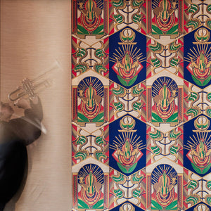 Blues Fantasia superwide textile wallcovering