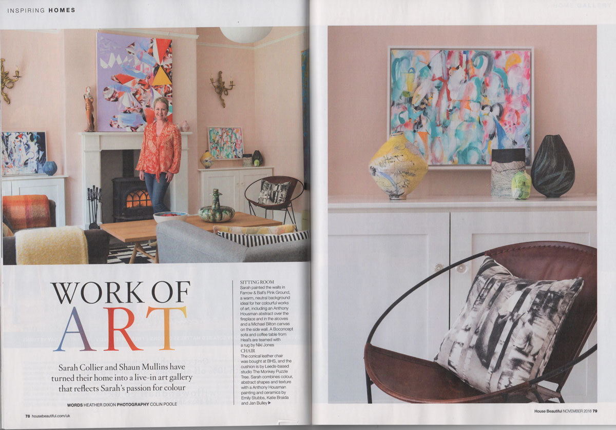 House Beautiful Magazine featuring Between Certainty and Oblivion Linen Cushion