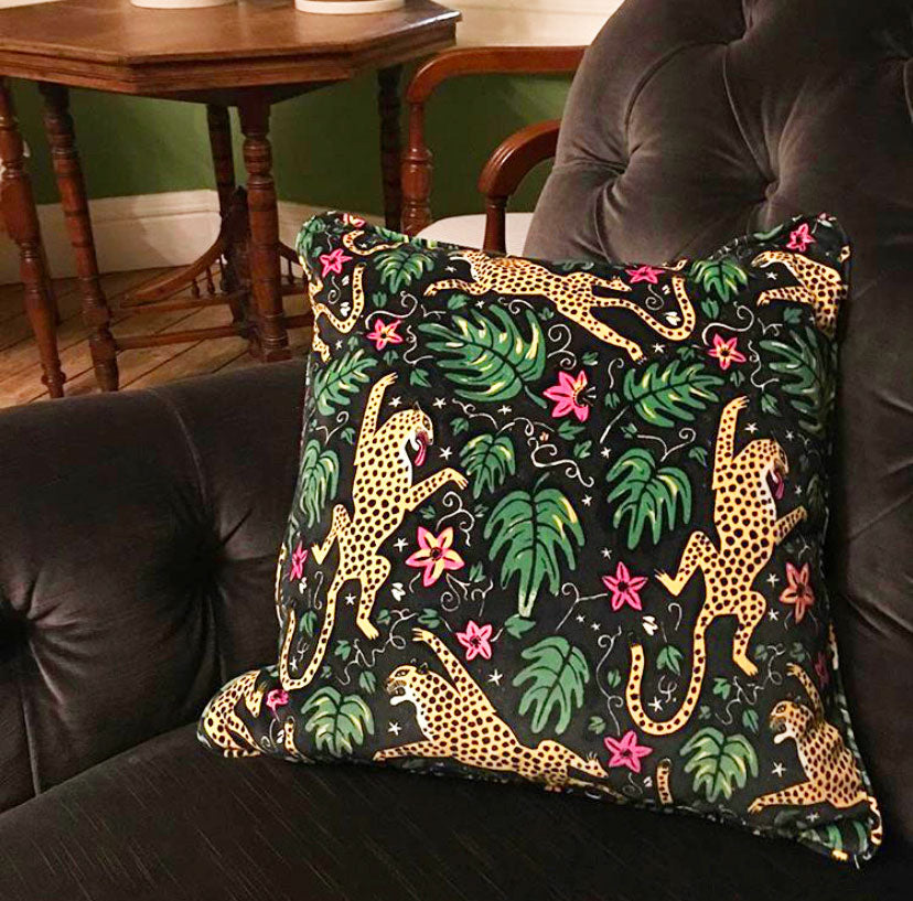 How the Leopard got his Spots Velvet Cushion