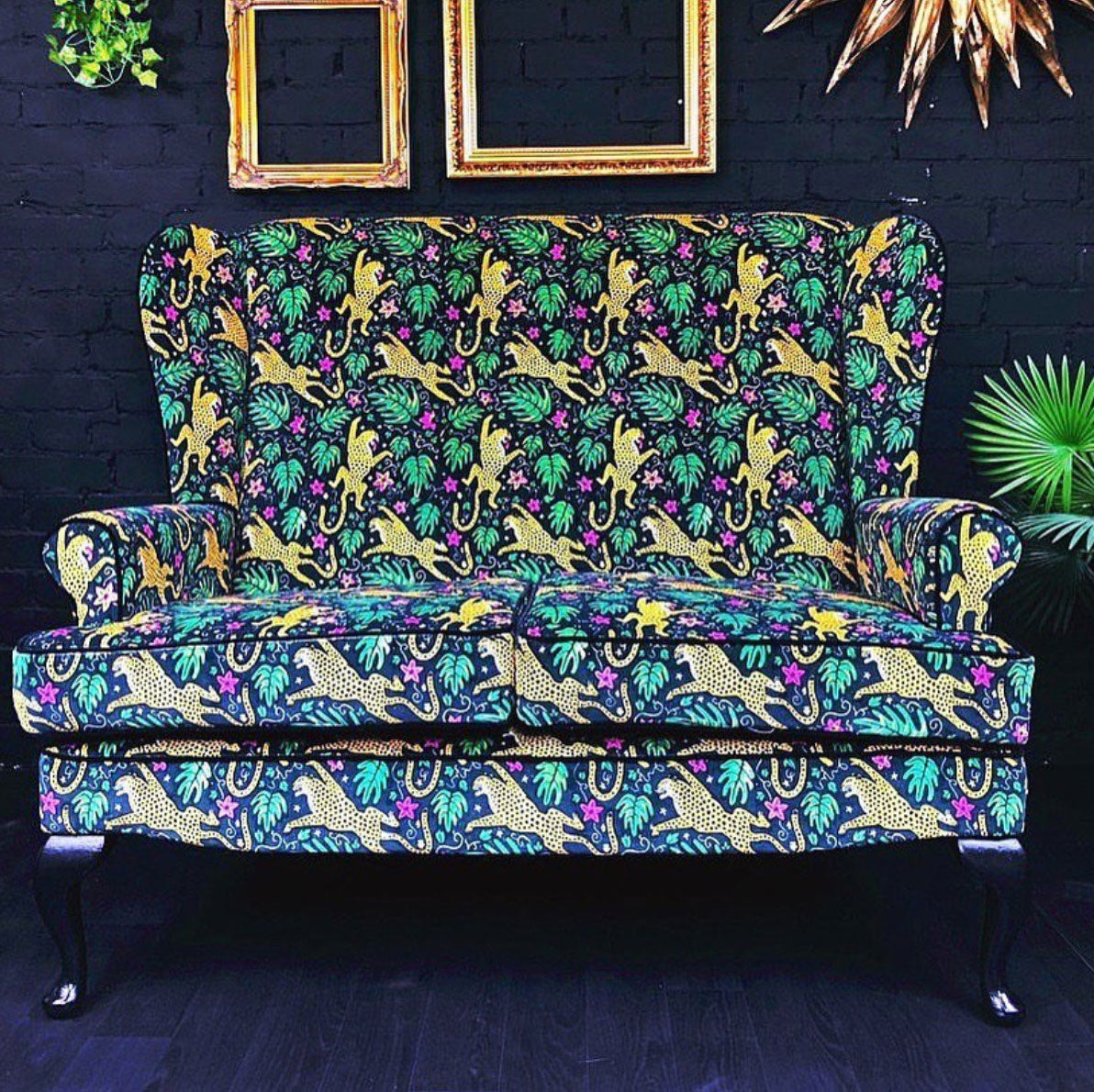 How the Leopard got his Spots velvet used for reupholstered sofa by Unseen Icons