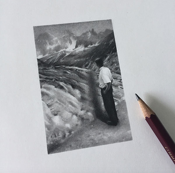 Original miniature graphite drawing by Joel Weaver for The Monkey Puzzle Tree