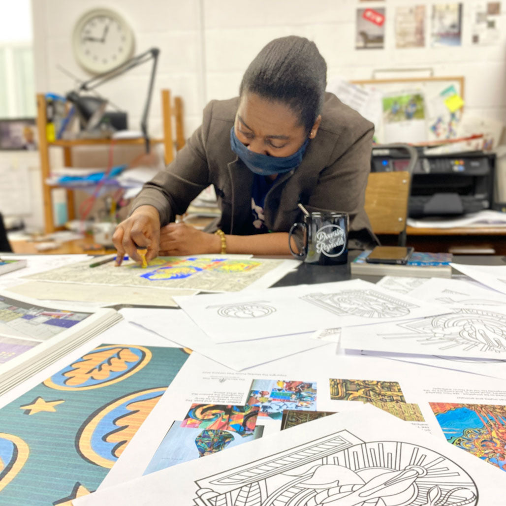 Blues Fantasia superwide textile wallcovering