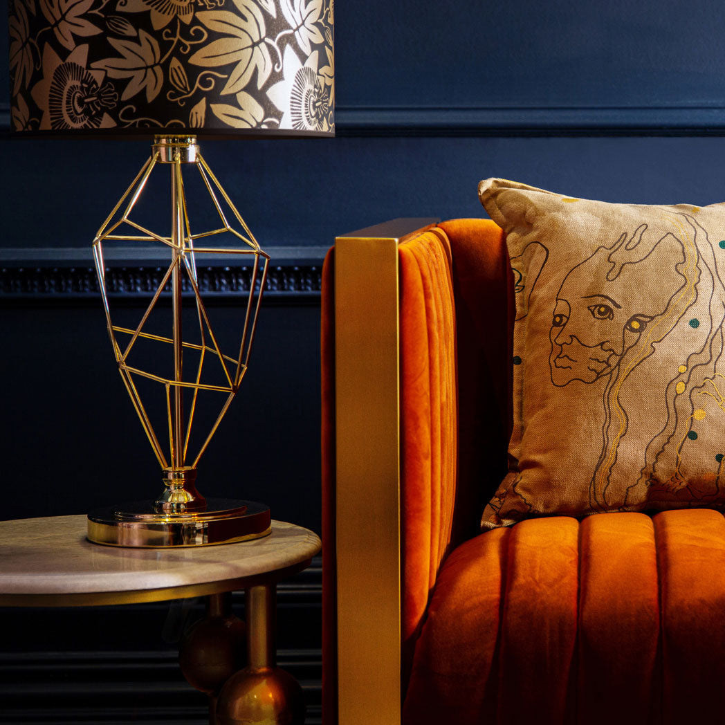 Black and Gold Passion Flower Lampshade