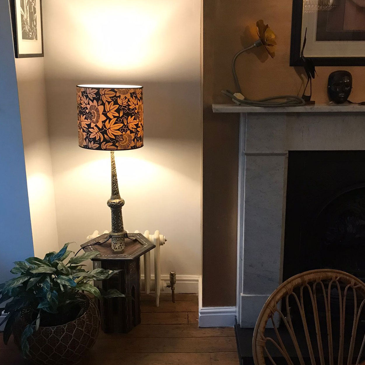 Black and Gold Passion Flower Lampshade