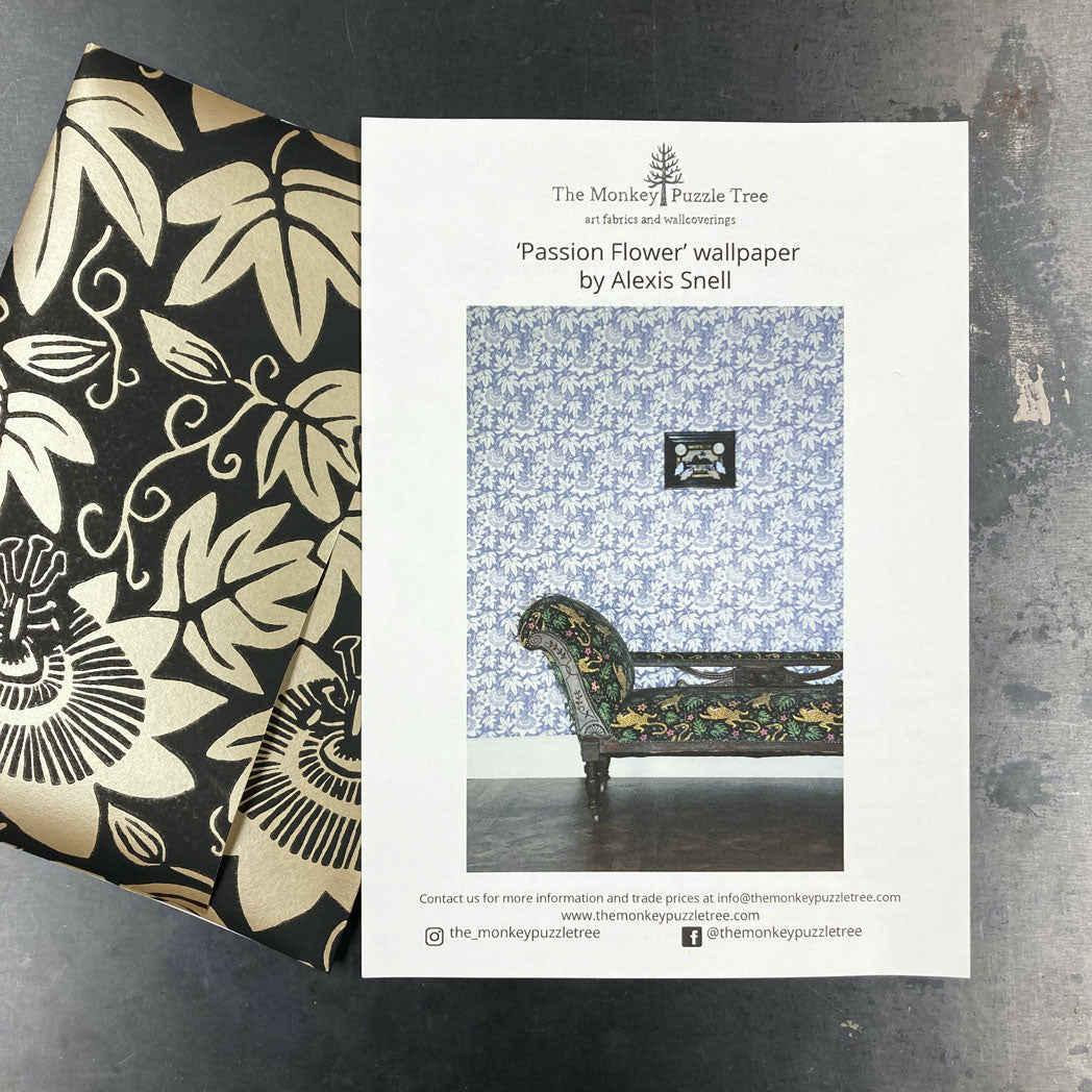 Black and Gold Passion Flower Wallpaper