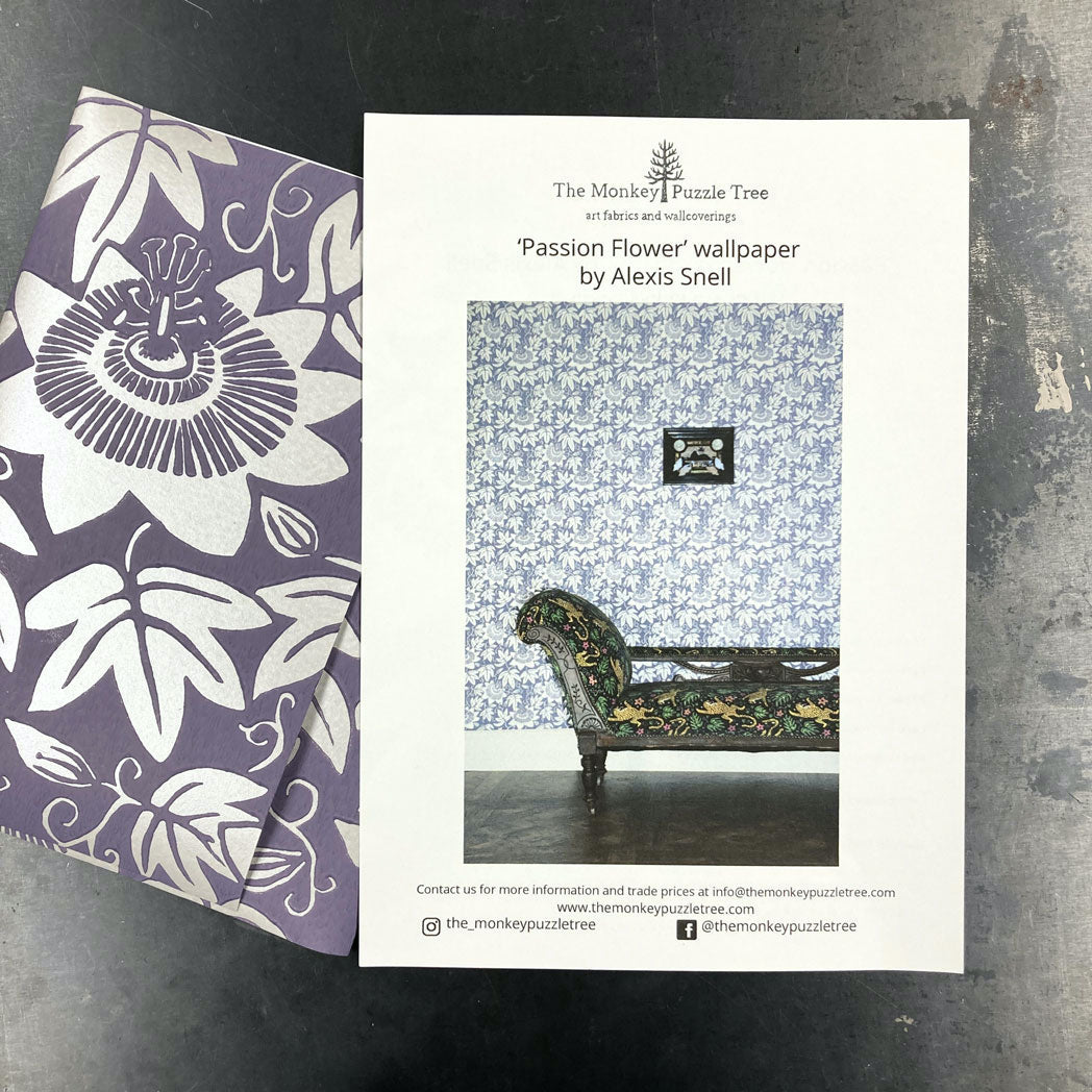 Lilac and Silver Passion Flower Wallpaper