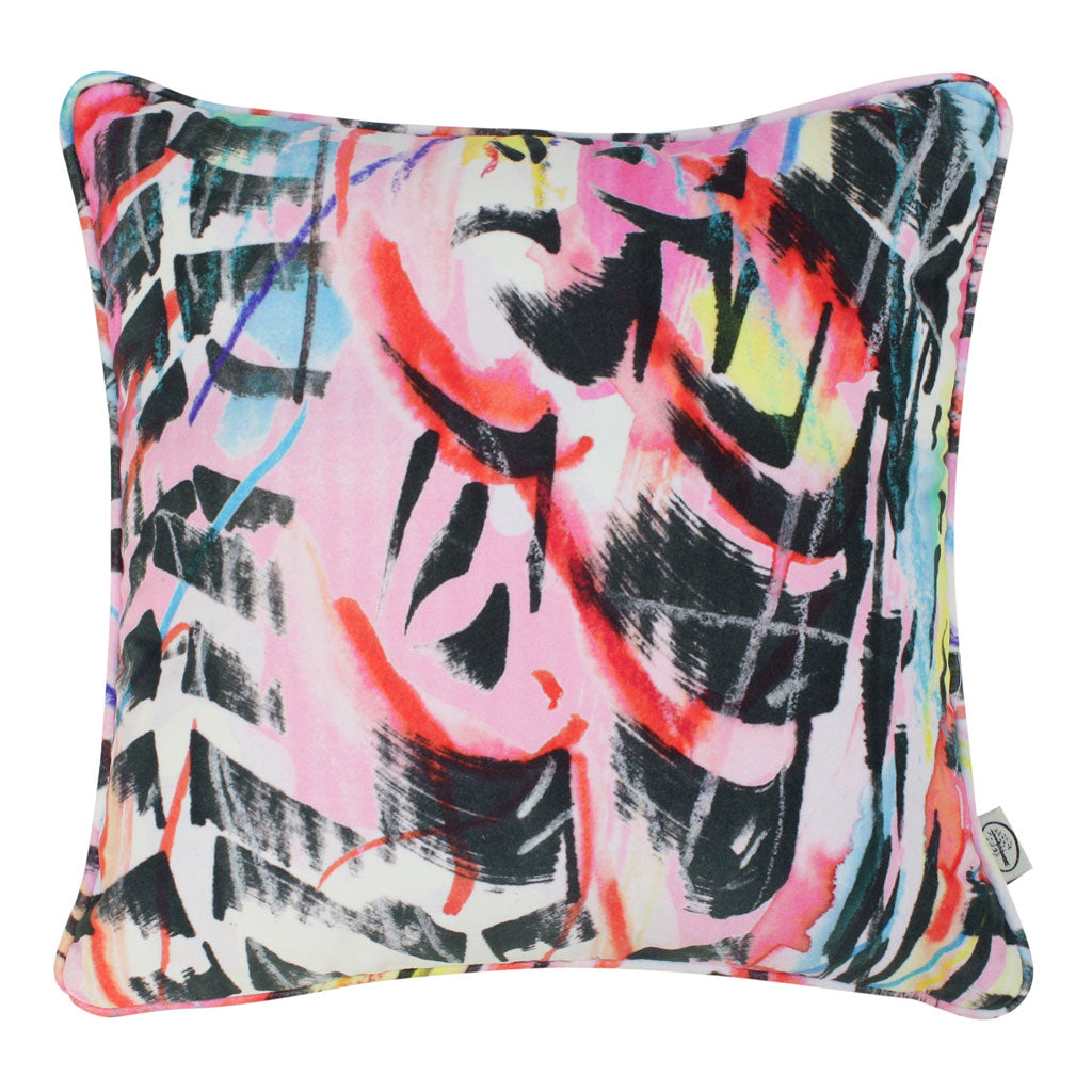 Rita does Jazz velvet cushion by Sarah Thornton for The Monkey Puzzle Tree