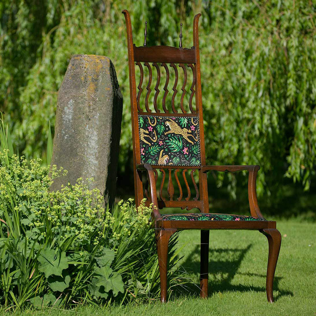 How the Leopard got his Spots Velvet  used to reupholster vintage Gothic Chair