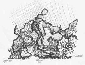 Original drawing for Body Lace by artist Sarah Jane Palmer for The Monkey Puzzle Tree